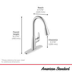 American Standard 7077300.075 Colony Pro Single-Handle Pull-Down Dual Spray Kitchen Faucet 1.5 gpm/5.7 L/min