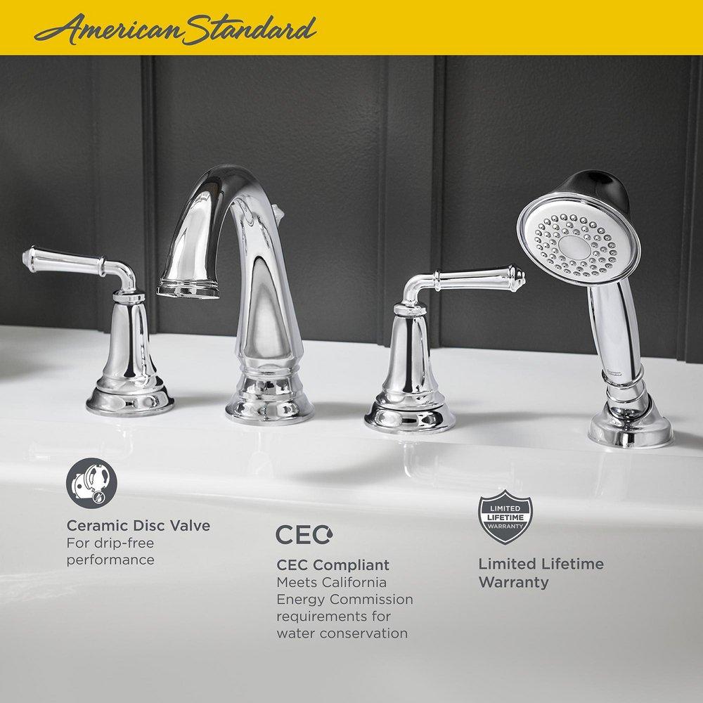 American Standard T052901.295 Delancey Two Handle Roman Tub Faucet With Handshower In Brushed Nickel