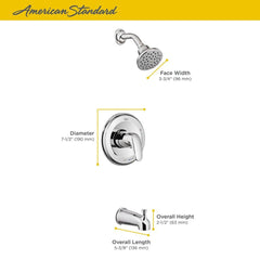 American Standard TU075508.002 Colony Pro One Handle Single Function Bathtub & Shower Faucet in Polished Chrome (Trim Only)