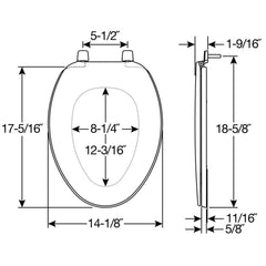 Bemis BEMI-170-000 Top-Tite® 14-1/8 x 18-5/8 Toilet Seat with Cover