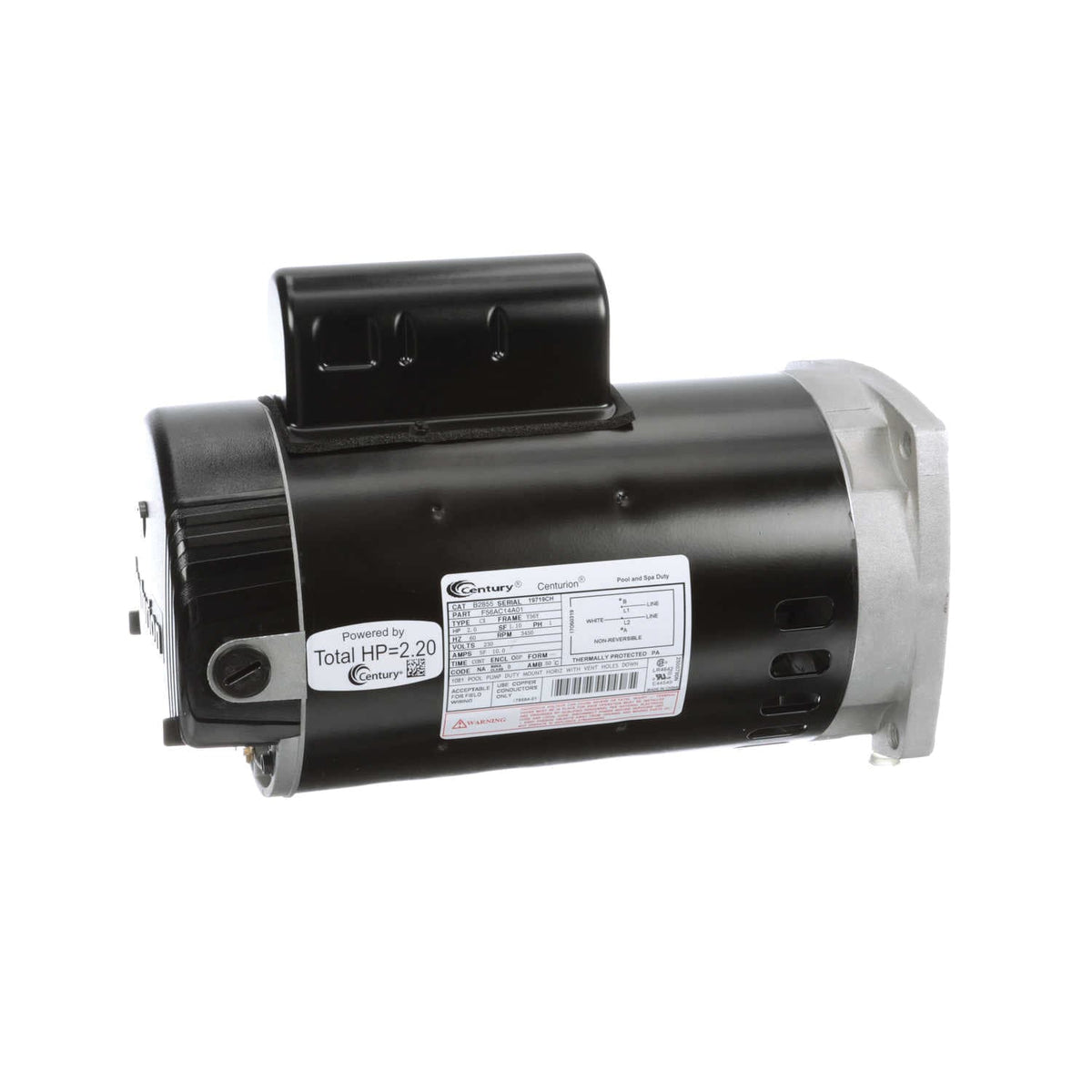 Century B2855 Century Pool Pump Motor 2HP 1-Speed 1 Phase 60Hz 230V 56Y Frame