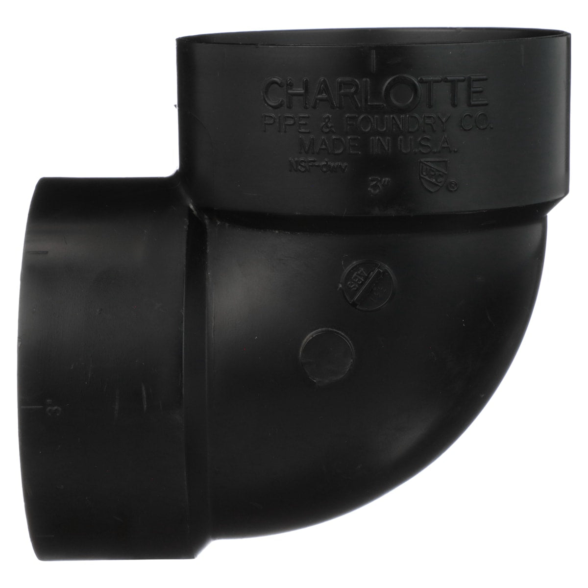 Charlotte Pipe 02906 3 1/4 Bend - 90 Deg - Elbow (Vent) - Hub x Hub - ABS DWV