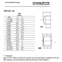 Charlotte Pipe 02798 2 Cap - Hub - ABS DWV