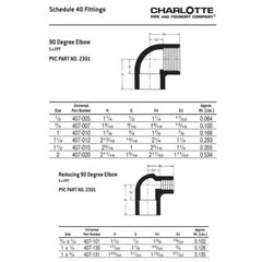 Charlotte Pipe PVC023010800 Plastic Elbow 90 Degree 3/4 Inch x 3/4 Inch Replacement MPN