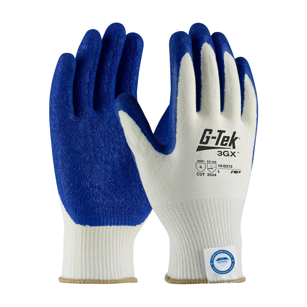 G-Tek 19-D313/M G-Tek® 3GX® Seamless Knit Dyneema Diamond Glove, Latex Coat on Palm & Fingers