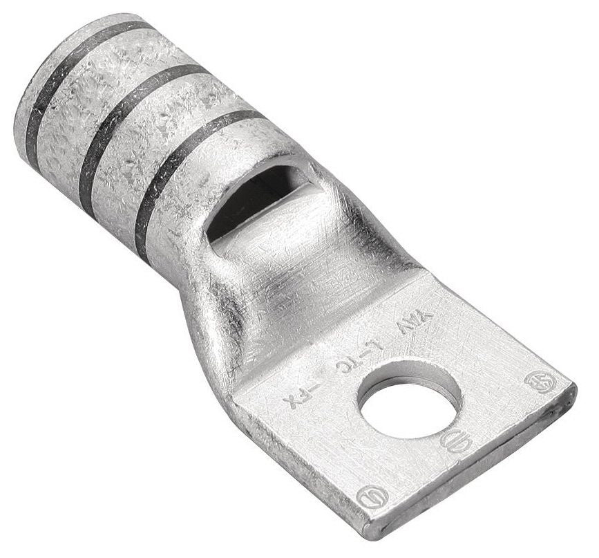 Hubbell YAV1CL3 YAV-L 1-Hole Heavy Duty Uninsulated Compression Lug With Inspection Hole, 1 AWG Stranded Copper Conductor, 1/2 in Stud