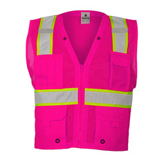 Kishigo B1072X3X 2XL/3XL Pink Enhanced Visibility Multi-Pocket Mesh Vest