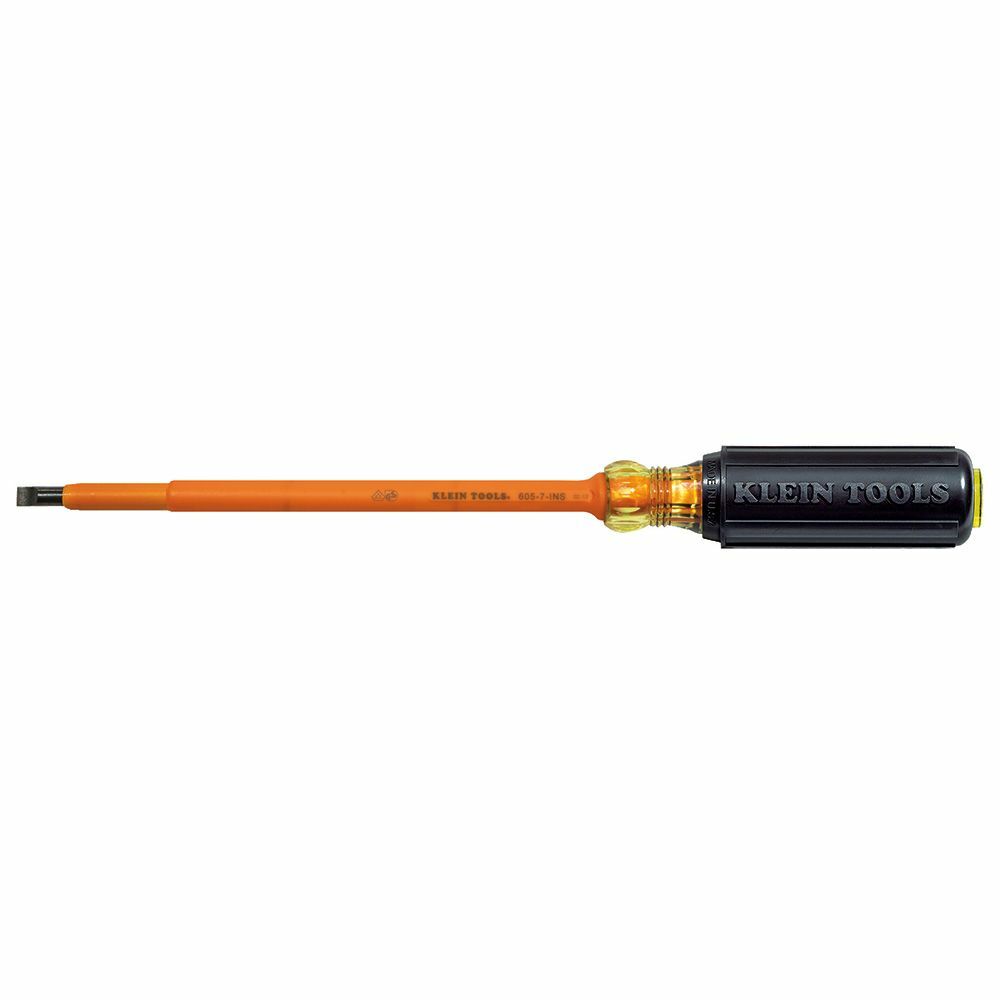 Klein 605-7-INS Insulated 1/4-Inch Cabinet Tip Screwdriver, 7-Inch