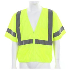 MCR Safety VCL3MLZX2 High Visibility Safety Vest Class 3 Polyester Mesh 2 in Silver Stripes 2XL