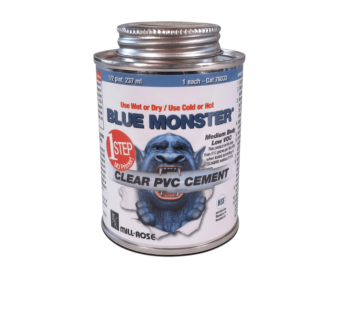 Mill-Rose 76032 Blue Monster 8 oz Fast Set Plastic Blue Pipe Cement