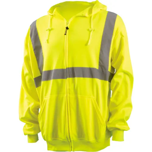 Occunomix LUX-SWTLHZ-YL Zip Down Lightweight Hoodie, Class 2 Hi-Vis Yellow