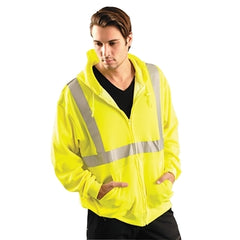 Occunomix LUX-SWTLHZ-YL Zip Down Lightweight Hoodie, Class 2 Hi-Vis Yellow