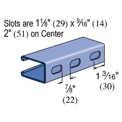 POWER-STRUT PS-100-EH-10-PG P-STRUT 12GA 1-5/8X3-1/4 T-SLOTS PG