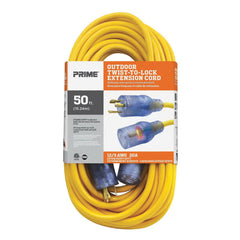 Prime EC730830 50' 125 V Yellow Outdoor Extension Cord