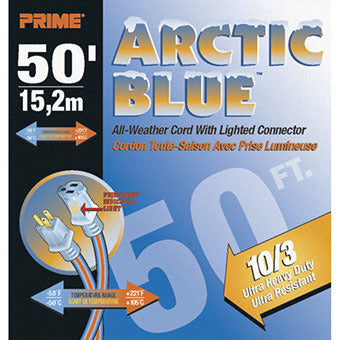 Prime LT530930 10/3 50' Sjeow Blue/Orange U/G Lighted End Extension Cord And Cable