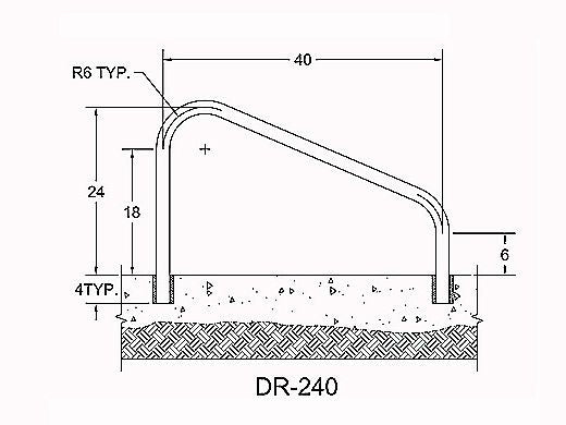 Saftron DR-240-W Deck Mounted 2-Bend Handrail Pair | .25 Thickness 1.90 OD | 40W x 24H