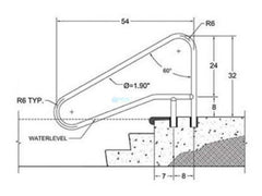 Saftron CBRTD-354-GG Return-To Deck 3-Bend Handrail | 54 Braced