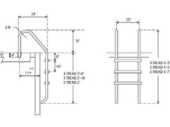 S.R. Smith VLLS-103S-MG 3 Tread Vinyl Liner Economy Ladder with Stainless Steel Tread Marine Grade 316L Stainless .065