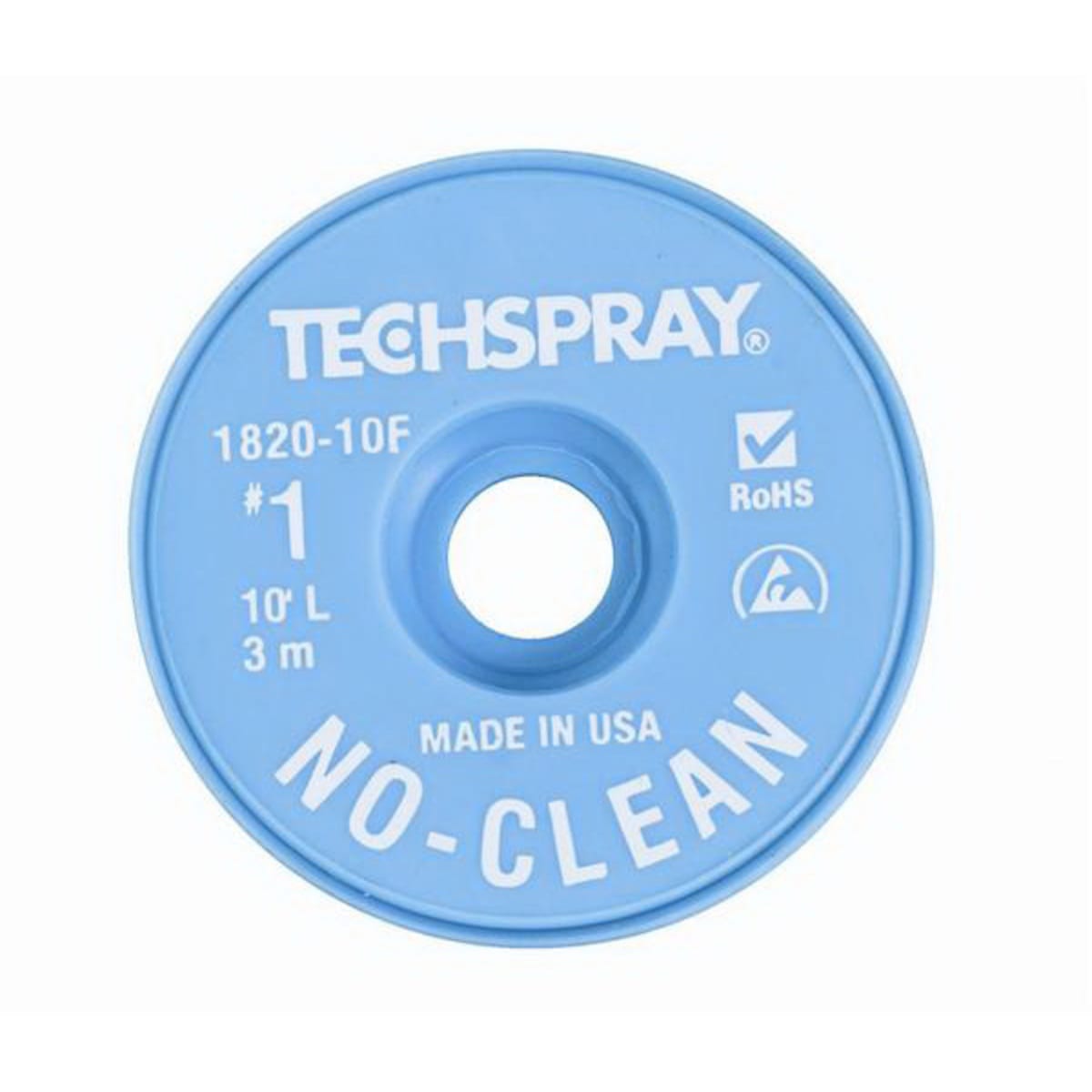 TECHSPRAY 1820-10F Desoldering Braid No-Clean ESD 0.035 x 10 ft 1820-10F