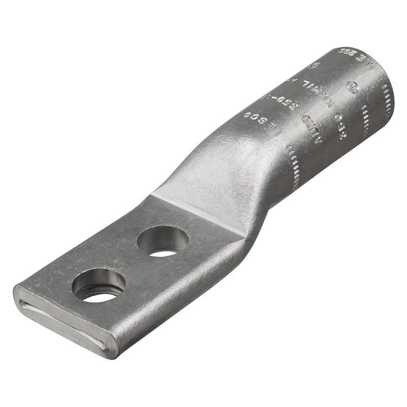 ILSCO ALND-6-14-1 Surecrimp Aluminum Compression Lug, Conductor Size 6, 2 Holes, 1/4IN Bolt Size, 1IN Hole Spacing