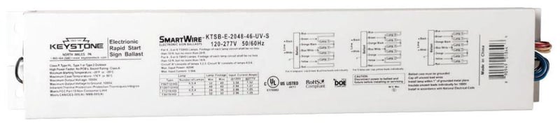Keystone KTSB-E-2048-46-UV-S 4-6LMP120-277V ELEC SIGN BALLAST REPLACES KTSB-E-2448-46-1-S