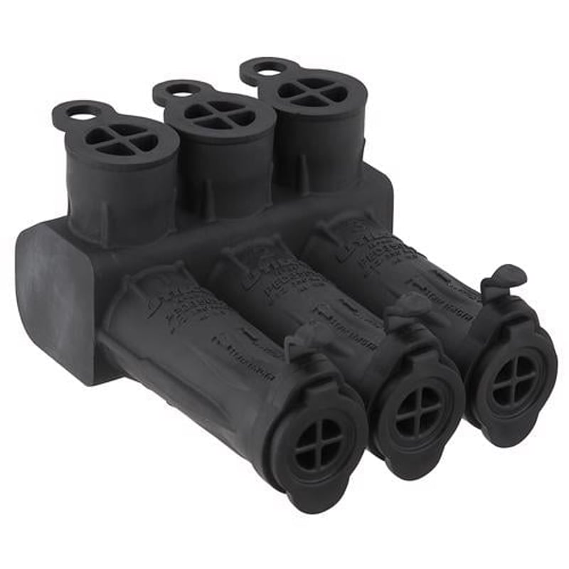 ILSCO PED3-350SS-DB SafetySub Insulated Multi-Tap Connector, Dual Rated, Direct Burial, Conductor Range 350-12, 3 Ports