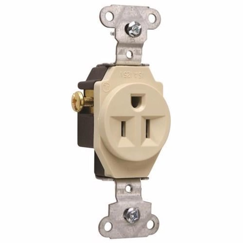 Legrand 5251I 15 Amp 125 Volt Single Straight Blade Receptacle Ivory