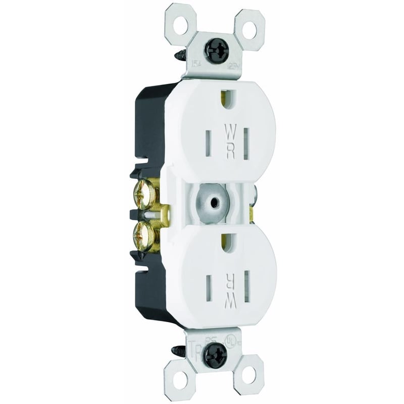 Legrand 3232TRWRW 15 Amp, 125 Volt, Weather & Tamper-Resistant Straight Blade Receptacle, White