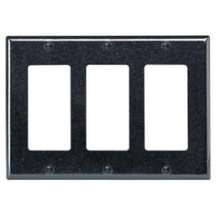 LEVITON PJ263-E 3 Gang Decora/GFCI Wall Plate, Midway Size, Thermoplastic, Black