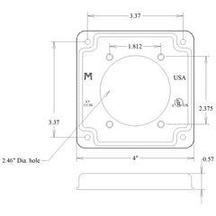 Mulberry 11423 4IN Square, 1/2IN Raised, Power Outlet Cover