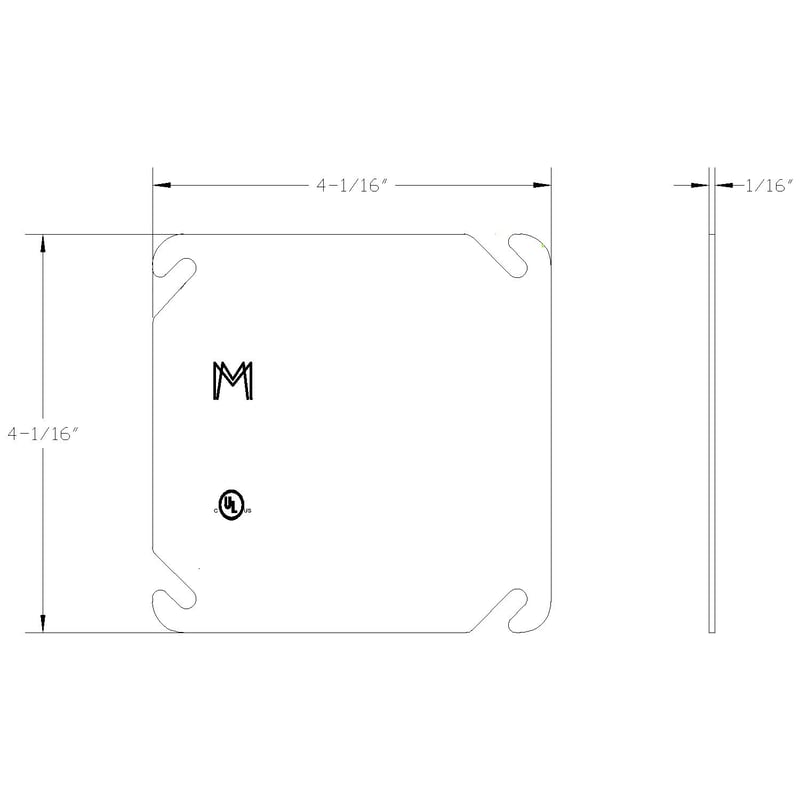 Mulberry 11203 4IN Square Cover, 1/2IN Knockout