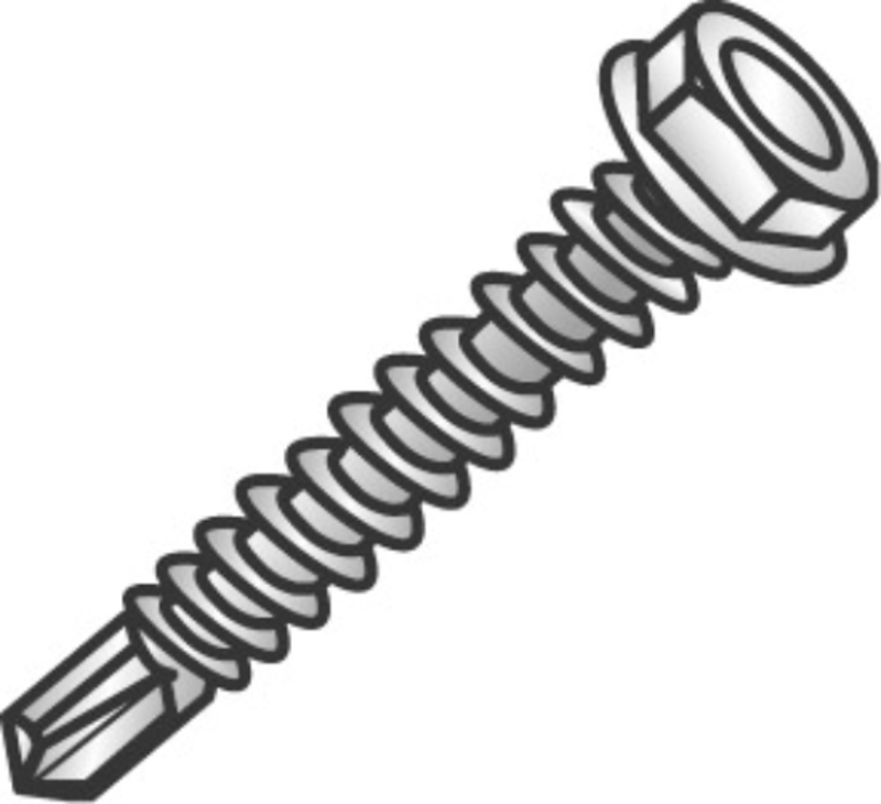 Minerallac 79221J 12-24 x 1 1/4IN Hex Washer Head TEK Screw, 100/Jar