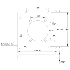 Mulberry 11523 4 11/16IN Square, 1/2IN Raised Cover, Power Outlet