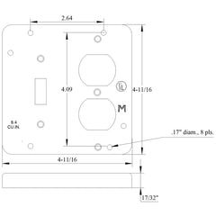 Mulberry 11513 4 11/16IN Square, 1/2IN Raised Cover, Toggle/Duplex Combo