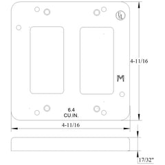 Mulberry 11533 4 11/16IN Square, 1/2IN Raised Cover, 2 GFI