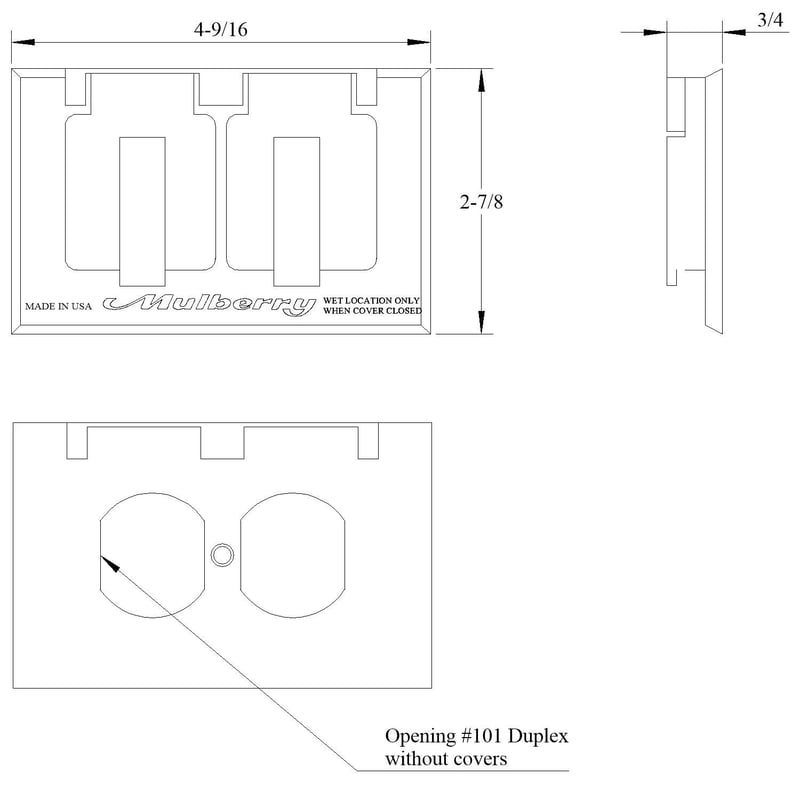 Mulberry 30501 1 Gang, Duplex Receptacle Weatherproof Cover, Self-Closing, Horizontal, Gray