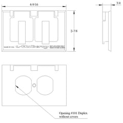 Mulberry 30501 1 Gang, Duplex Receptacle Weatherproof Cover, Self-Closing, Horizontal, Gray