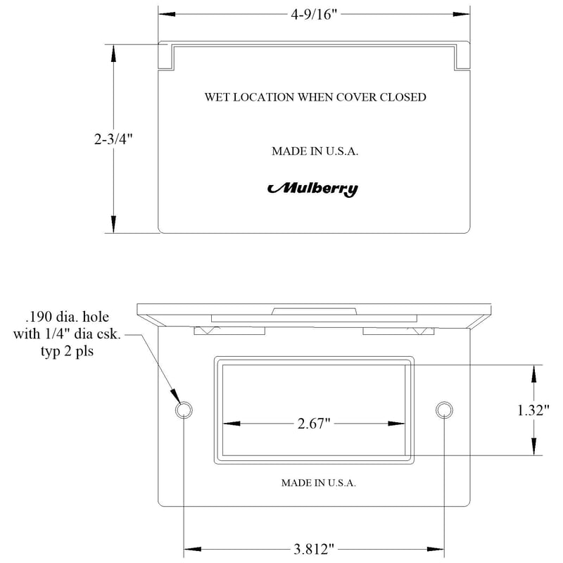 Mulberry 30451 Weatherproof Cover 1 Gang GFI Receptacle Horizontal Gray