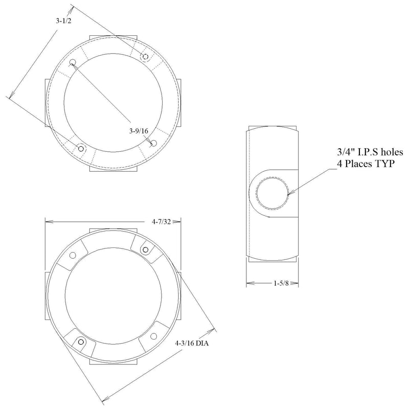 Mulberry 30335 4IN Round, Weatherproof Box Extension, (4) 3/4IN Outlets