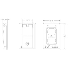 Mulberry 30550 1 Gang Duplex Receptacle Weatherproof Cover Vertical Gray