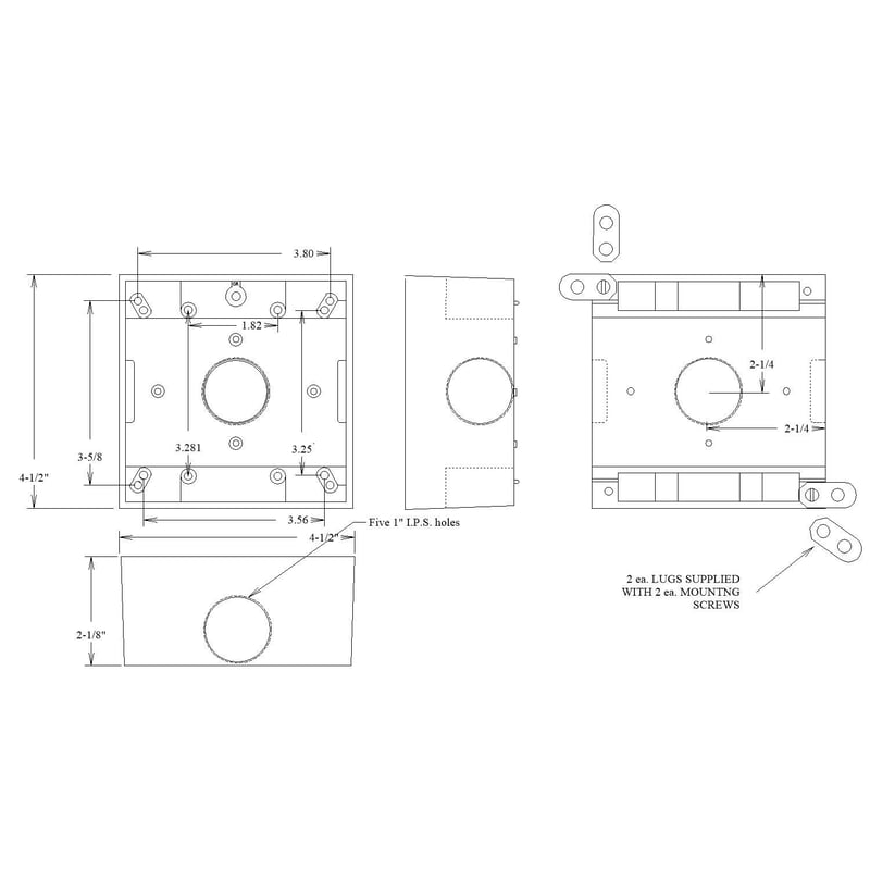 Mulberry 30270 2 Gang, Weatherproof Box, (5) 1IN Outlets