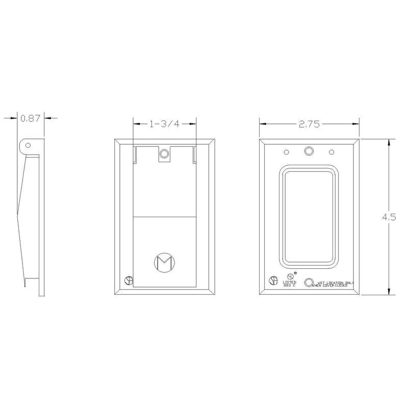 Mulberry 30554 1 Gang, GFI/Decora Weatherproof Cover, Vertical, Gray