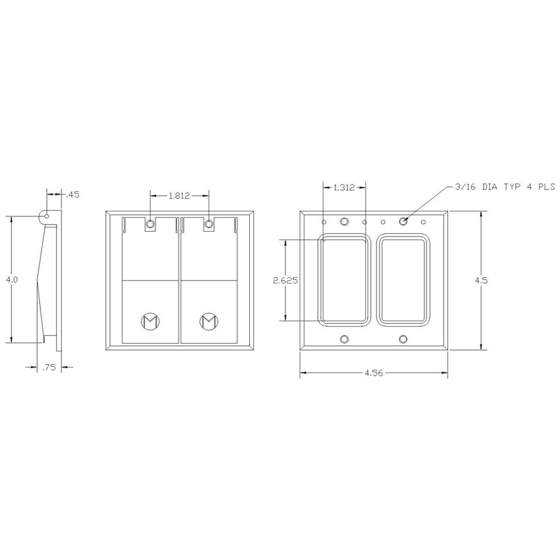 Mulberry 30452 2 Gang, Duplex Receptacle Weatherproof Cover, Vertical, Gray