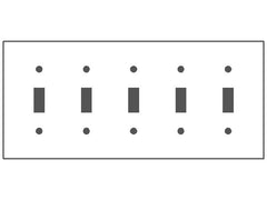 Mulberry 97075 5 Gang Toggle Wall Plate Standard Size Stainless Steel