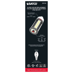 Satco S23148 27/22/18 Watt Selectable, LED HID Replacement Lamp, CCT Selectable, Medium Base, 100-277 Volt