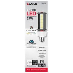 Satco S23148 27/22/18 Watt Selectable, LED HID Replacement Lamp, CCT Selectable, Medium Base, 100-277 Volt