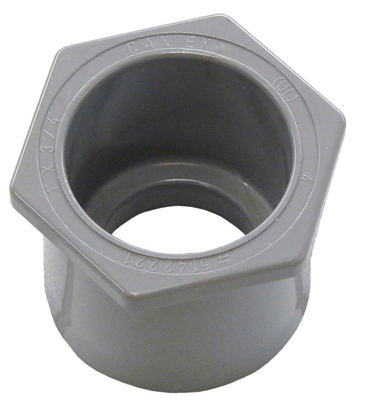 CANTEX 5142222 1 1/4IN x 1IN Reducer Bushing, PVC