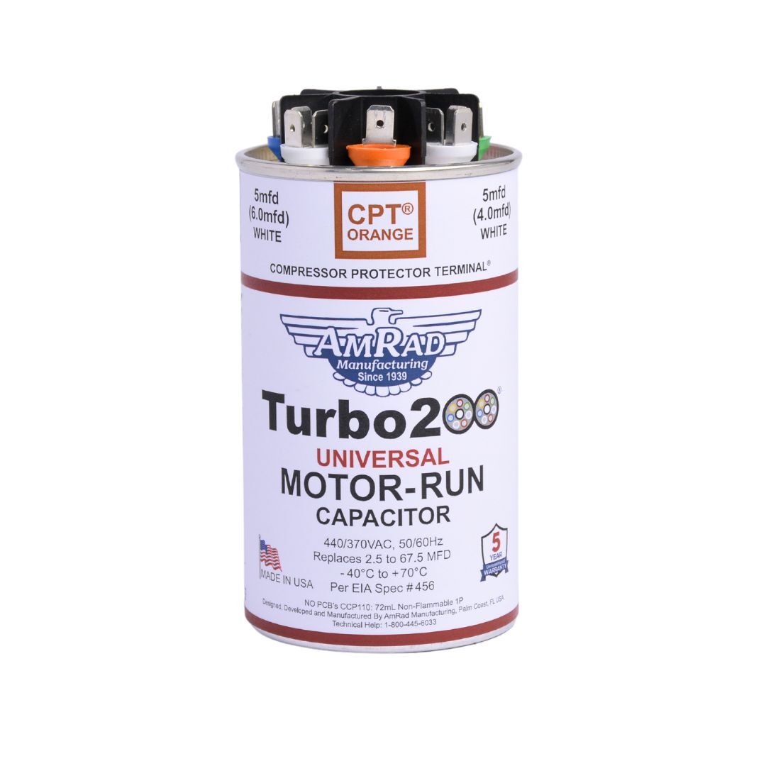 Global TURBO200 Universal Motor Run Capacitor, 2.5 to 67.5 uF, 440 VAC