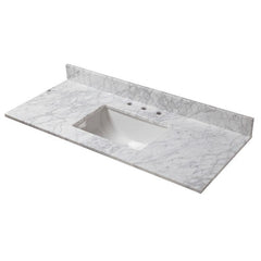 Cahaba CAVT0169 49 in x 22 in Carrara Marble Vanity Top with Trough Basin and 8 in Faucet Spread