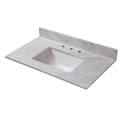 Cahaba CAVT0168 37 in. x 22 in. Carrara Marble Vanity Top with Trough Basin and 8 in. Faucet Spread